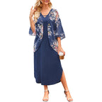 Women'S Summer Maxi Dress 2 Piece Outfit Sleeveless Loose Split Dresses With Cover Up Casual Formal