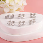 ALEXCRAFT Small Gold Stud Earrings - 6 Pairs Cute Heart Studs for Women - Cubic Zirconia - Hypoallergenic - Pack