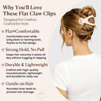 6 Pcs Flat Hair Clips For Women - French Concord Large Flat Claw Clips For Thick Thin Hair, Comfortable Curved Lay Down Duckbill Clips, Matte Non-Slip Strong Hold Hair Accessories, Tortoise & Black