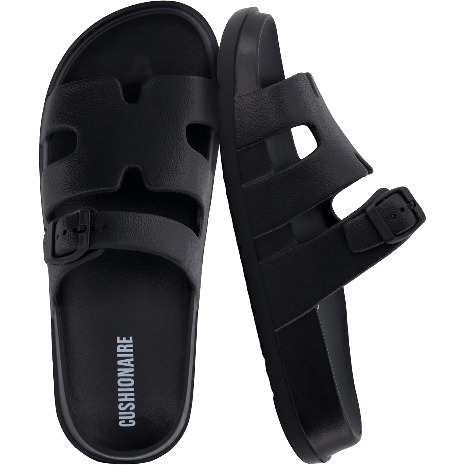 Cushionaire Orbit Waterproof Eva Womens Sandals -Comfortable Summer Slip On Slides For Women With Adjustable Buckle Strap