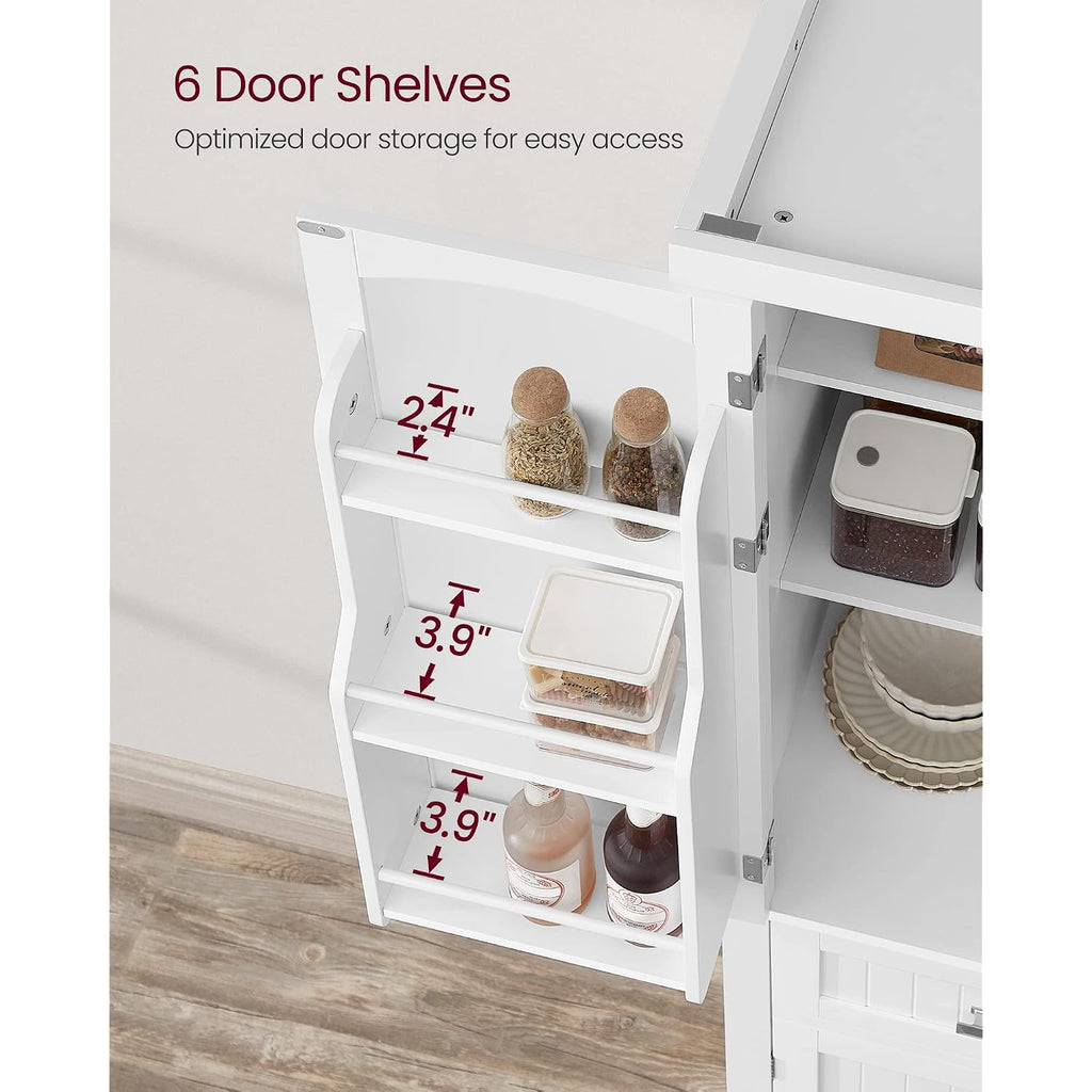 Vasagle Pantry Cabinet, Tall Storage Cabinet With Drawer, 71.7-Inch | Freestanding Cupboard With 2 Cabinets, 4 Adjustable Shelves, 6 Door Shelves, White, Ubbc561P31V2