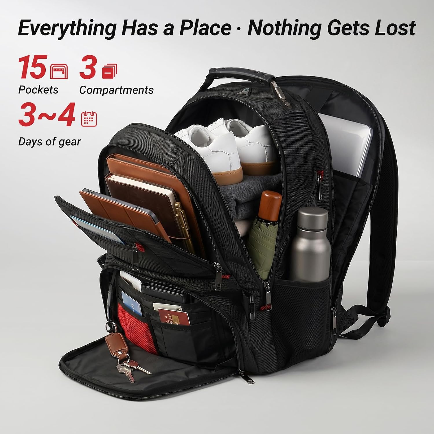 Yorepek Large Laptop Backpack For Men, Heavy Duty Travel Backpack | Carry On Flight Approved, 17 Inch College Work Bookbag, Water Resistant Business Backpack For Men Women Mochilas Para Hombres