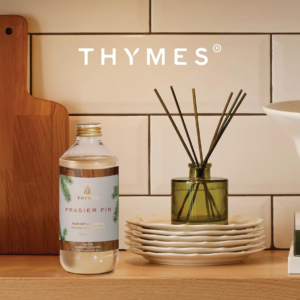Thymes Reed Diffuser Oil Refill – Fragrance Oil For Diffuser Refill – Flameless Home Fragrance Products – Home Luxury Scents With Notes Of Crisp Fir, Cedarwood & Sandalwood (Frasier Fir, 7.75 Fl Oz)