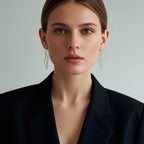 Gold Dangle Earrings 14K Gold Earrings for Women Dangling Earring Sleek Minimalist Twisted Lines Drop Earring for Women Trendy