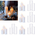 24 Pcs White Pillar Candles and Glass Candle Holders Cylinder Candle Vases for Pillar Candles Hurricane Candle Holders Set for Wedding Party, Event, Home Office Decor