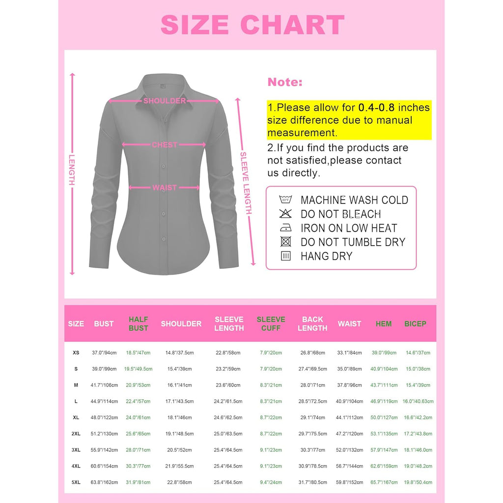 Women's Button Down Shirts Long Sleeve Dress Shirts Wrinkle Free Collared Work Office Solid Blouses Corset Tops