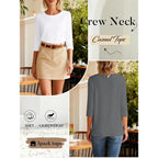 3 Pack 3/4 Sleeve Tops for Women Crewneck Basics Casual Work Tees Spring Summer Trendy T Shirts 2026 Clothes Blouses