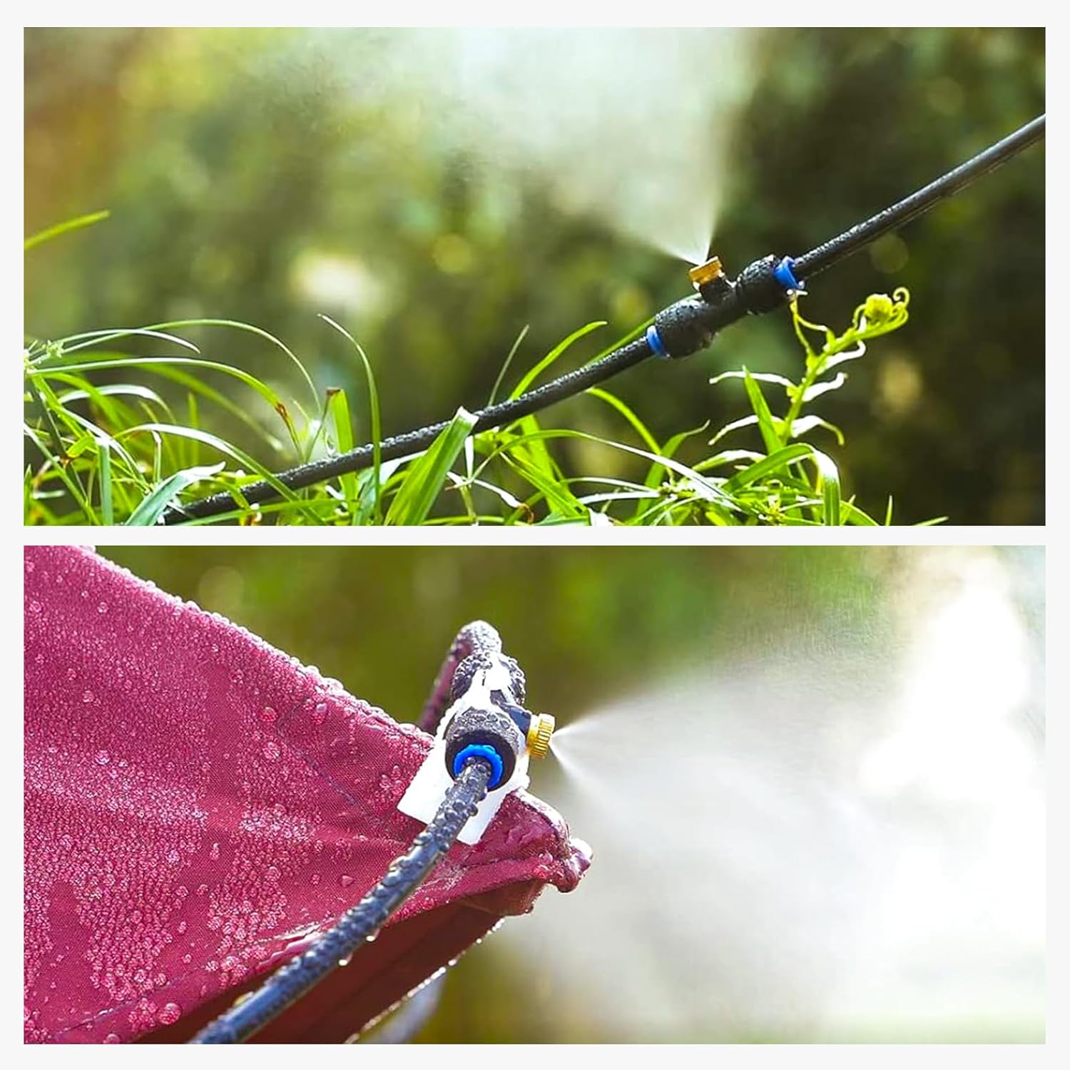 Misting Cooling System, 26Ft (8M) Misting Line + 7 Brass Mist Nozzles + Brass Adapter(3/4") Outdoor Mister For Patio Backyard Garden Greenhouse