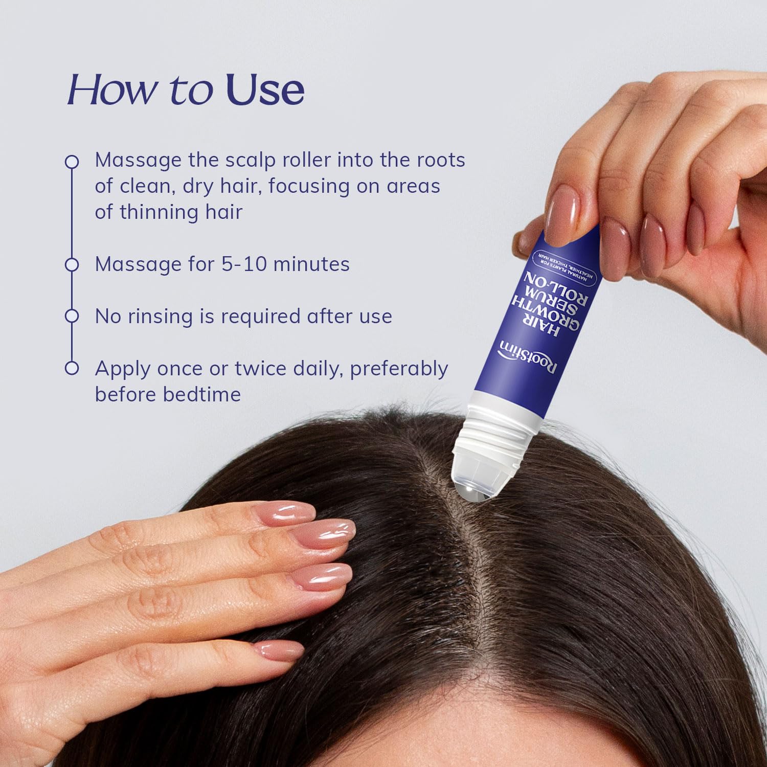 Hair Growth Serum Roll On With Rosemary, Caffeine & Biotin, Helps Support Fuller-Looking Hair, Clean Non-Greasy Scalp Serum For Thinning Hair 1.08 Fl Oz