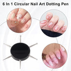 Nail Dotting Tool, 6-in-1 Metal Dotting Tool Nail Art, Circular Nail Design Dotting Pen, Ergonomic Dotting Disc for Manicure Embossing, Tracing, Painting - Black, 1pcs