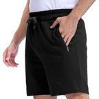 Mens Cotton Lounge Sleep Shorts With Zipper Pockets, Casual Wear | Soft Lightweight 100% Cotton Shorts, Ideal For Lounging, Seeping, Relaxing At Home, And Casual Daily Wear.