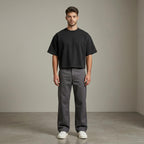 Boxy Cropped T Shirt For Men – Heavyweight 300Gsm Cotton Tee, Wide Chest Oversized Fit, Drop Shoulder Streetwear Shirt