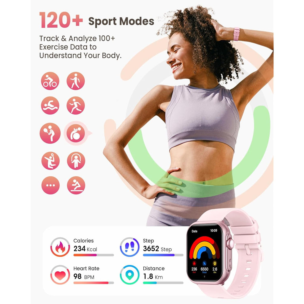 Smart Watch for Women Men Fitness: 1.85" Smart Watch with 30 Days+ Battery Life Make/Recive Call Heart Rate SpO2 Sleep Monitor 120+ Sport IP68 Waterproof Fitness Tracker Watch for iPhone Android