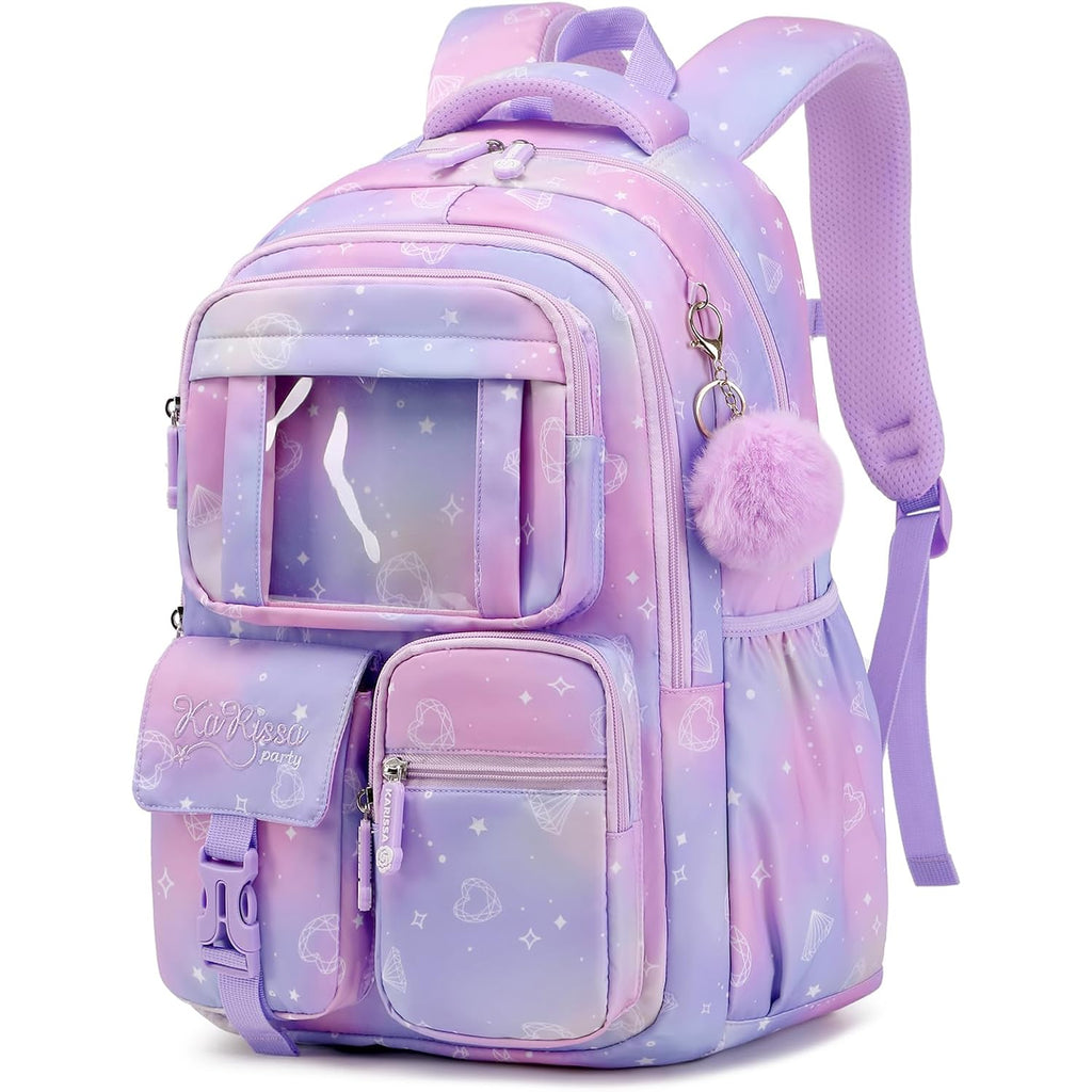 Kids Backpack For Girls - School Bags For Middle School Students - Book Bag For Elementary Primary - Kawaii Ita Backpack - Purple