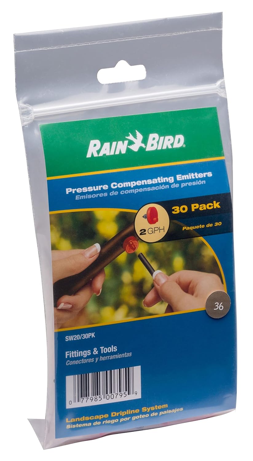 Rain Bird Sw20-30Ps Drip Irrigation Spot Watering Dripper/Emitter, 2 Gallon Per Hour, 30-Pack