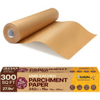 Katbite Unbleached Parchment Paper Roll, 15In X 242Ft, 300 Sq.Ft, Non-Stick With Serrated Cutter For Baking, Cooking, Air Fryer