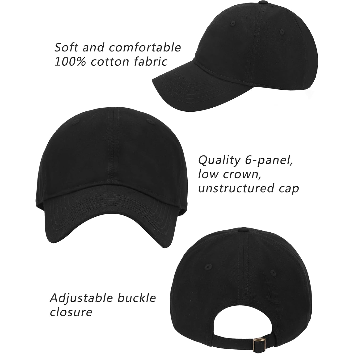 Oversize XXL Baseball Cap for Big Heads 23.6"-25.6", Extra Large Cotton Baseball Hat, Plus Size Unstructured Dad Hats