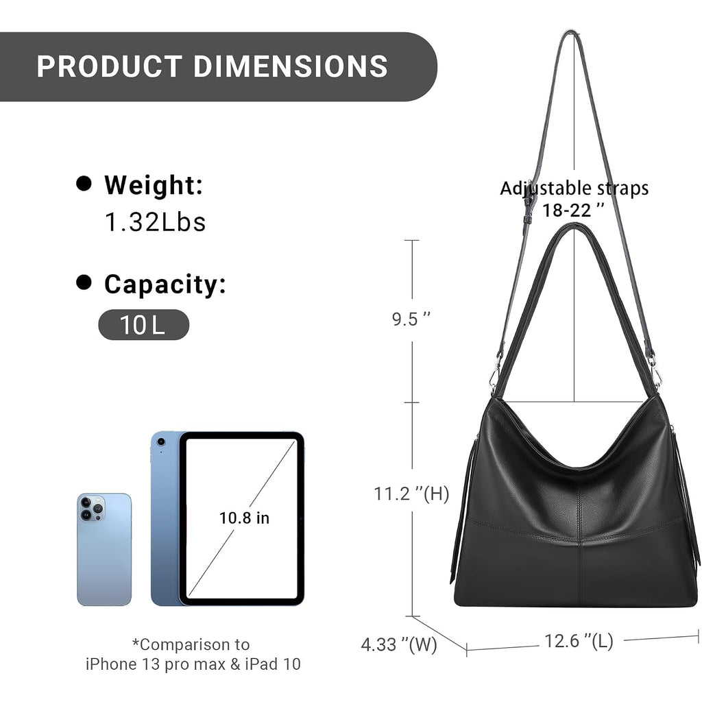 Genuine Leather Hobo Bags For Women Crossbody Purses Work Tote Bag Designer Shoulder Handbags With 2 Straps