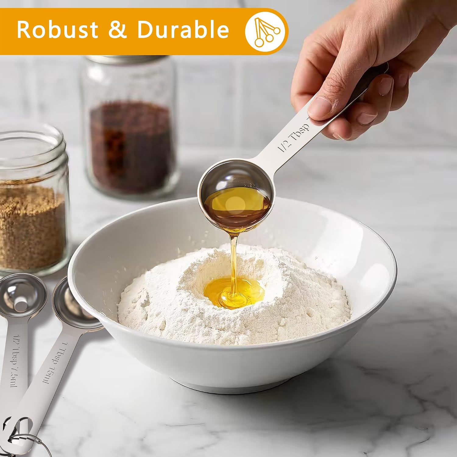 Stainless Steel Measuring Spoons Set,Coffee Scoop Spoon,Kitchen Gadgets For Cooking & Baking,Set Of 6