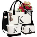 YOOLIFE Gifts for Women - Initial Canvas Tote Bag & Makeup Bag, Birthday Gifts for Women Mom Sister Friends