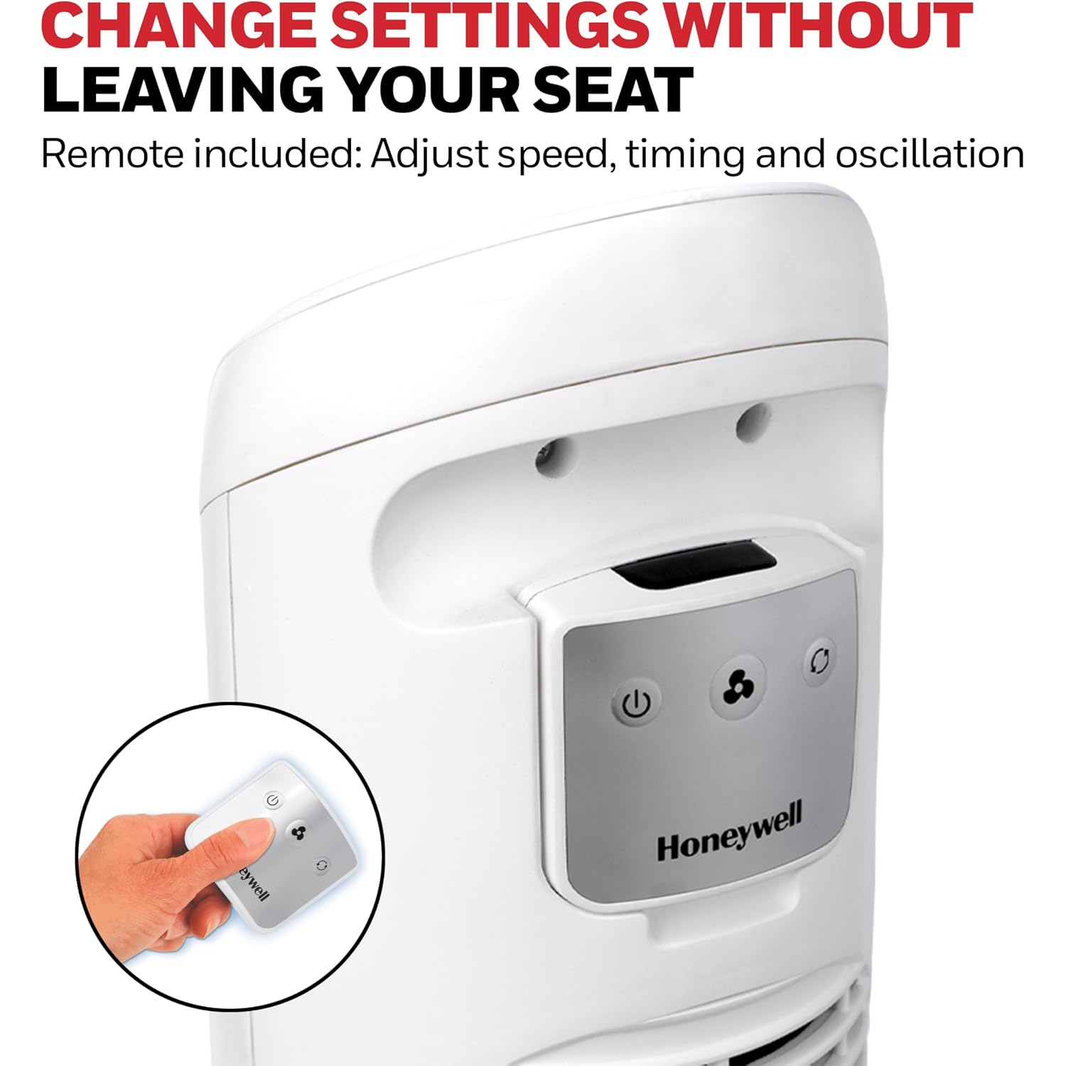Honeywell Quietset Whole Room Oscillating Tower Fan With Remote, White, Hyf260