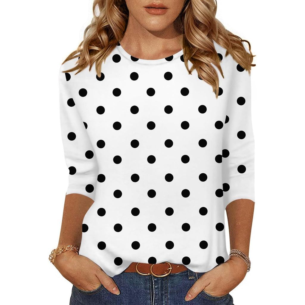 Zeagoo Women's Casual 3/4 Sleeve T-Shirts Round Neck Cute Tunic Tops Basic Tees Blouses Business Work Tee Top