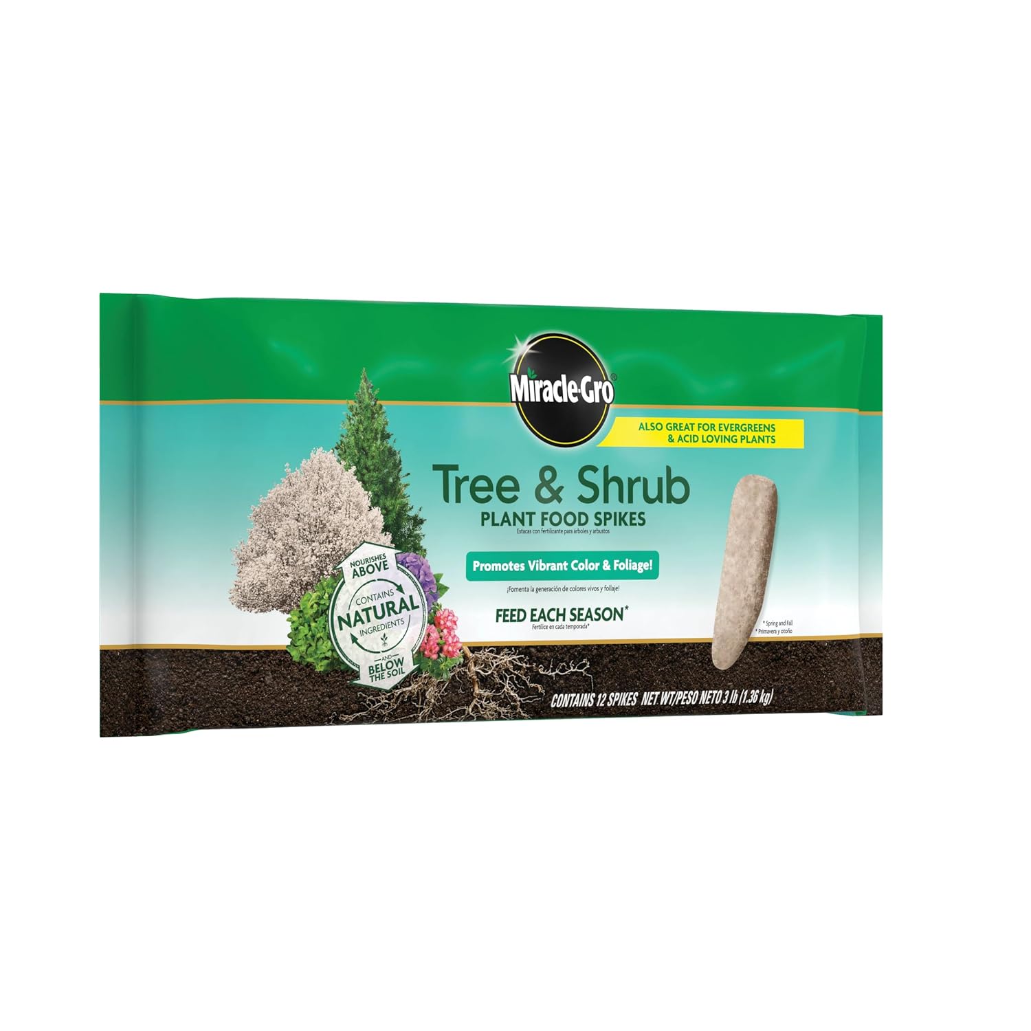 Miracle-Gro Tree & Shrub Plant Food Spikes, 12 Spikes | For Deciduous, Flowering And Evergreen Trees, Hydrangeas, And Acid-Loving Plants