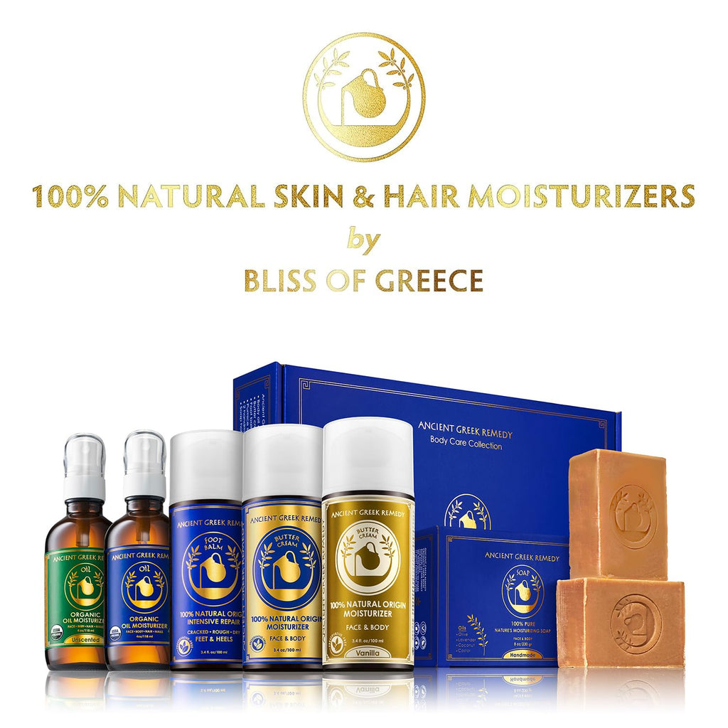 Ancient Greek Remedy Body Oil - Organic After Shower Face Oil & Body Moisturizer For Dry Skin - Almond, Jojoba, Olive, Lavender, Vitamin E Oils - Natural Clean Facial Skincare For Women & Men 4 Oz