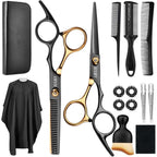 Hair Cutting Scissors Shears Kits, 15 Pcs Professional Stainless Steel Hairdressing Shears Set Thinning Scissors For Barber/Salon/Home/Men/Women/Kids/Adults