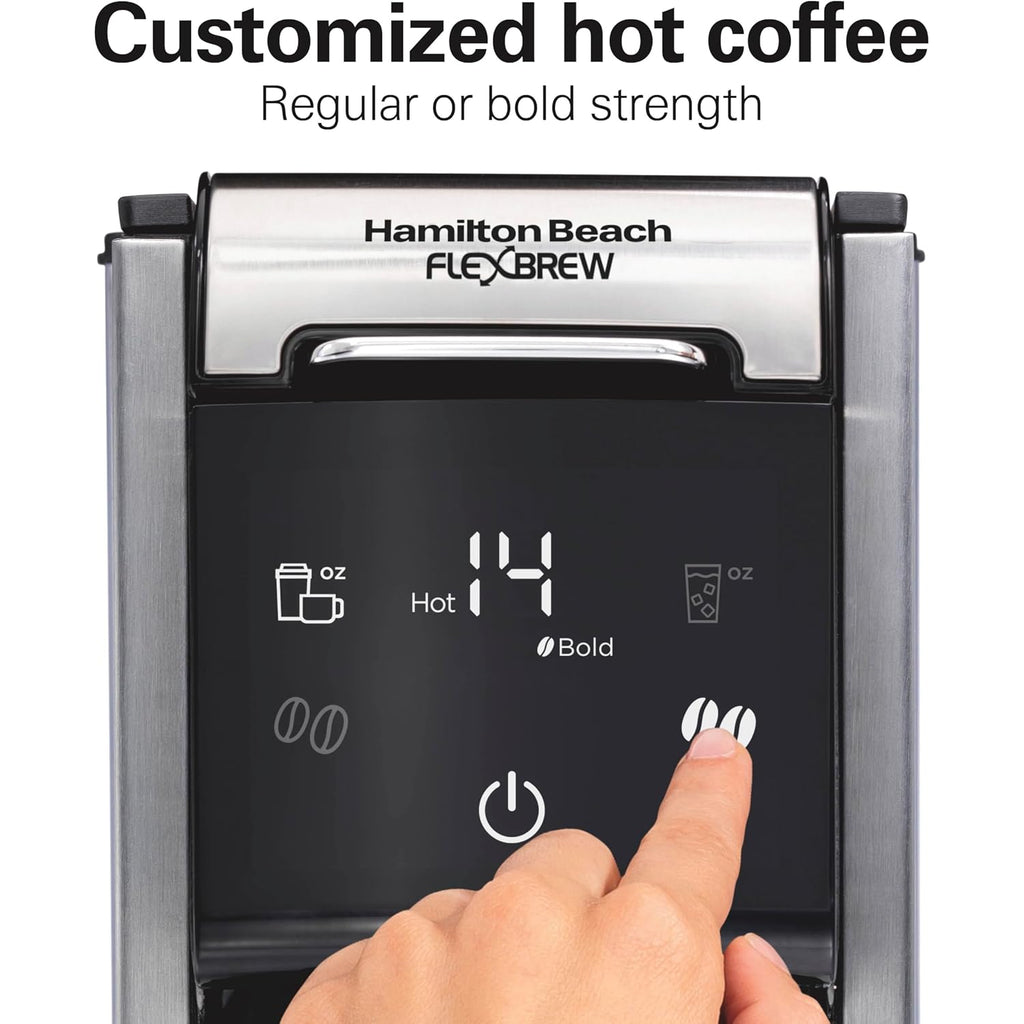 Hamilton Beach Flexbrew Advanced 4-In-1 Single Serve Coffee Maker | Hot & Iced Coffee Maker | Removable 45 Oz. Reservoir | Uses Pod Packs & Grounds | Fast Brewing | Black