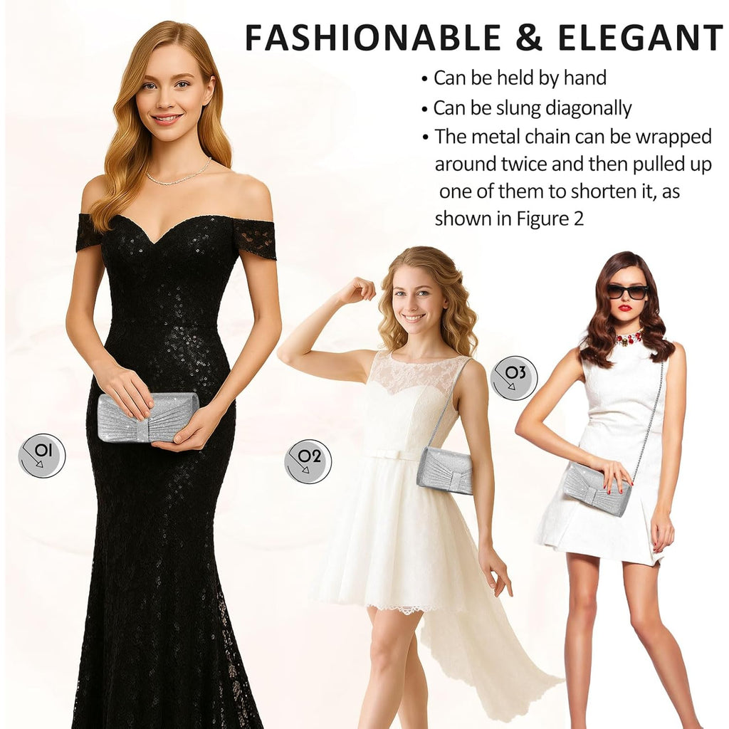 Evening Bag Clutch Purses for Women Wedding Bag Sparkling Party Handbag with Detachable Chain