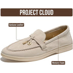 Project Cloud 100% Genuine Leather Womens Shoes - Lightweight Moccasins Loafers For Women With Memory Foam And Leather Insole - Non-Slip Casual Womens Slip On Shoes For Women (Iris)