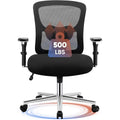 Dumos Big And Tall Office Desk Chair With Lumbar Support, 500Lbs Heavy Duty Mesh Ergonomic Computer Chair With 4D Armrest And Wide Comfy Seat, Swivel Wheels For Adult, Black