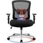 Dumos Big And Tall Office Desk Chair With Lumbar Support, 500Lbs Heavy Duty Mesh Ergonomic Computer Chair With 4D Armrest And Wide Comfy Seat, Swivel Wheels For Adult, Black