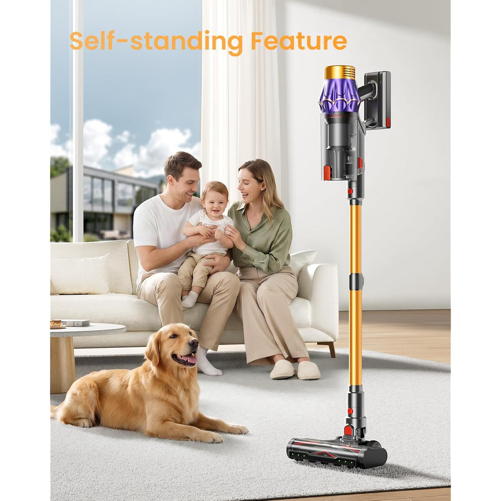 Cordless Vacuum Cleaner, 650W/60Kpa/70 Mins Vacuum Cleaners For Home With Self-Standing, Anti-Tangle Vacuum Cordless, Smart Display And 1.8L Cup Cordless Stick Vacuum Cleaner For Pet Hair/Carpets