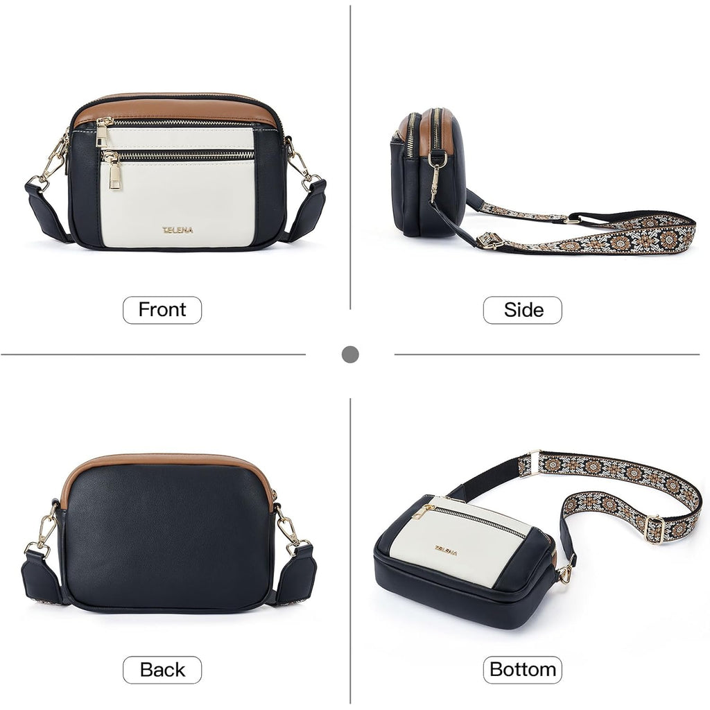 Telena Small Crossbody Bags For Women Vegan Leather Crossbody Purse With Adjustable Wide Strap For Daily Life