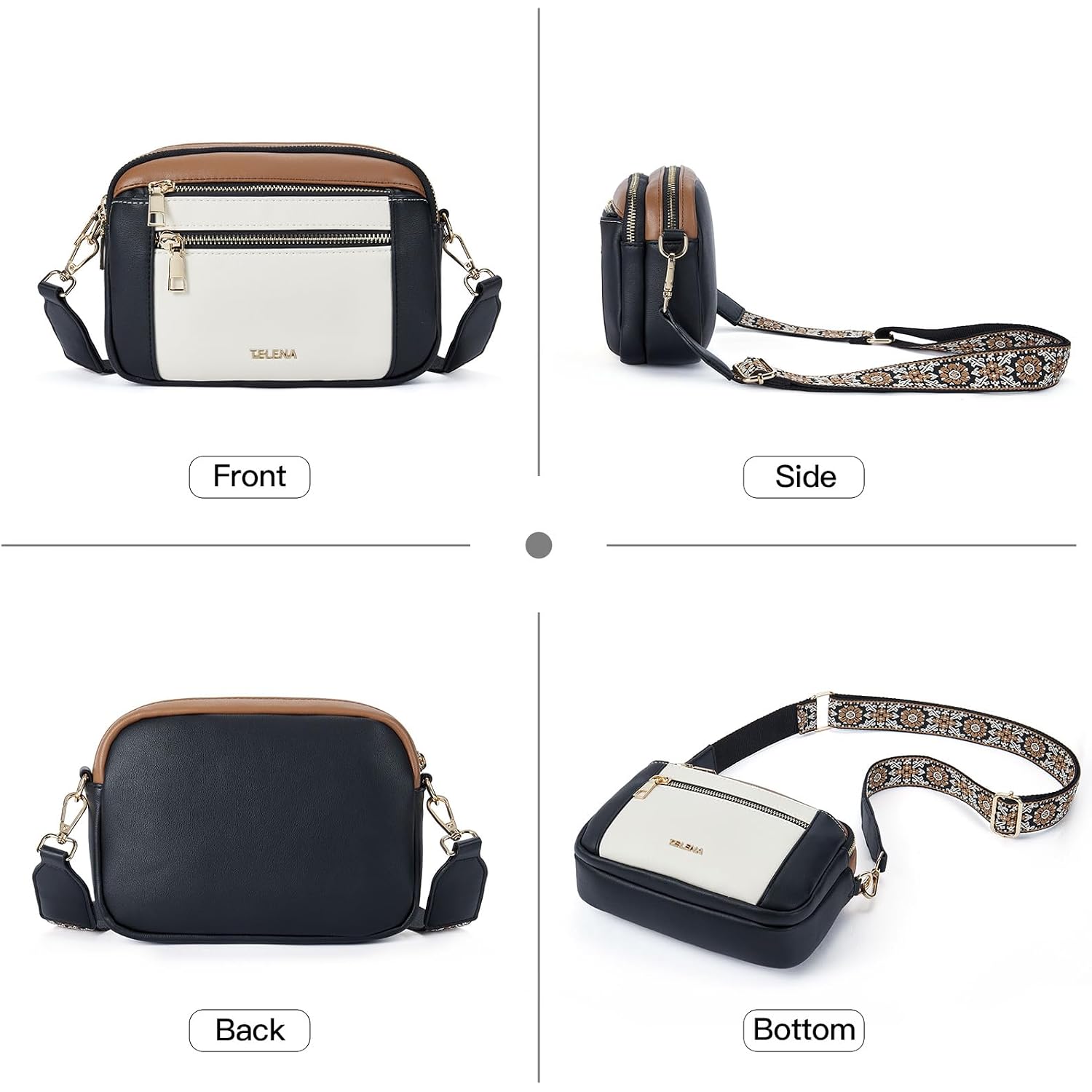 Telena Small Crossbody Bags For Women Vegan Leather Crossbody Purse With Adjustable Wide Strap For Daily Life