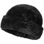 SIQITECHNO Men Faux Fur Trapper Hat Russian Cossack Style Trooper Hat Furry Ushanka Hat Winter Outdoor Warm Hunting Ski Cap
