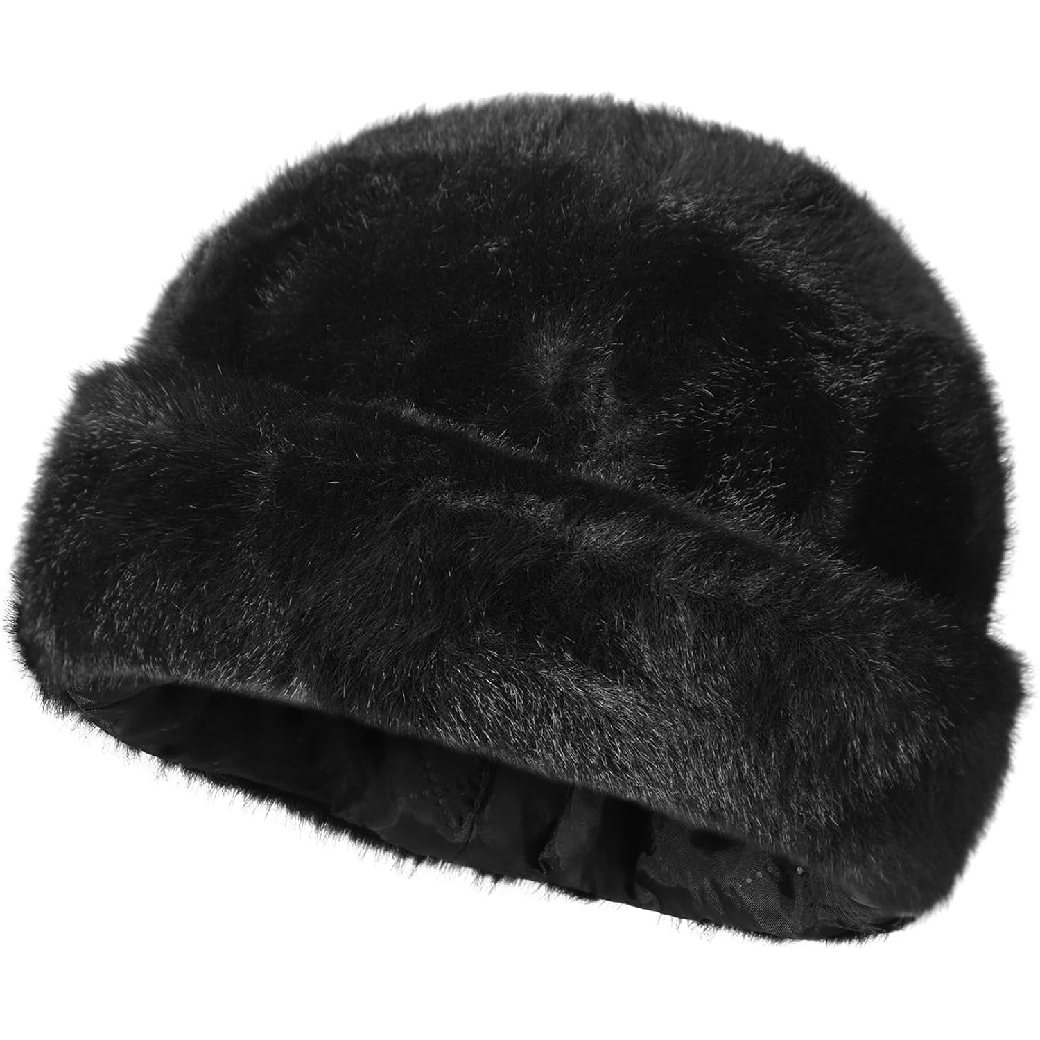SIQITECHNO Men Faux Fur Trapper Hat Russian Cossack Style Trooper Hat Furry Ushanka Hat Winter Outdoor Warm Hunting Ski Cap