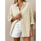 Oversized Button Down Shirts for Women Linen Shirt Long Sleeve Collared Blouses with Pocket Beach Vacation Outfit 2026