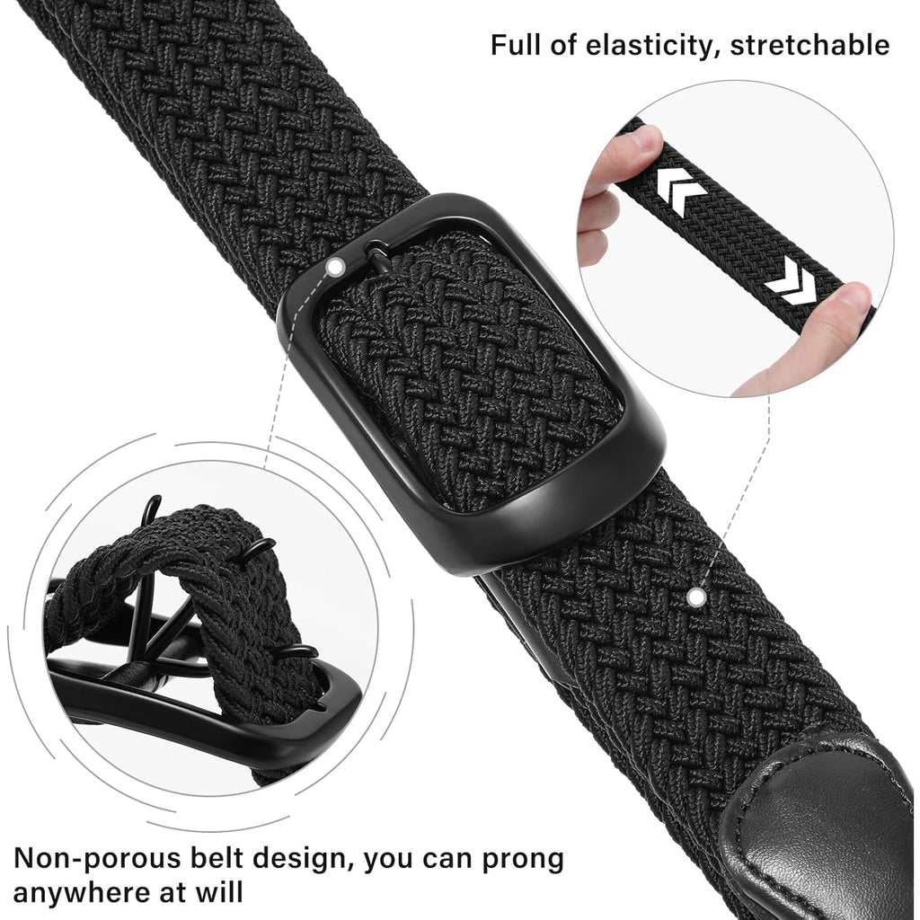AWAYTR Women Braided Elastic Belt - Women Stretch Woven Fabric Belt for Jeans