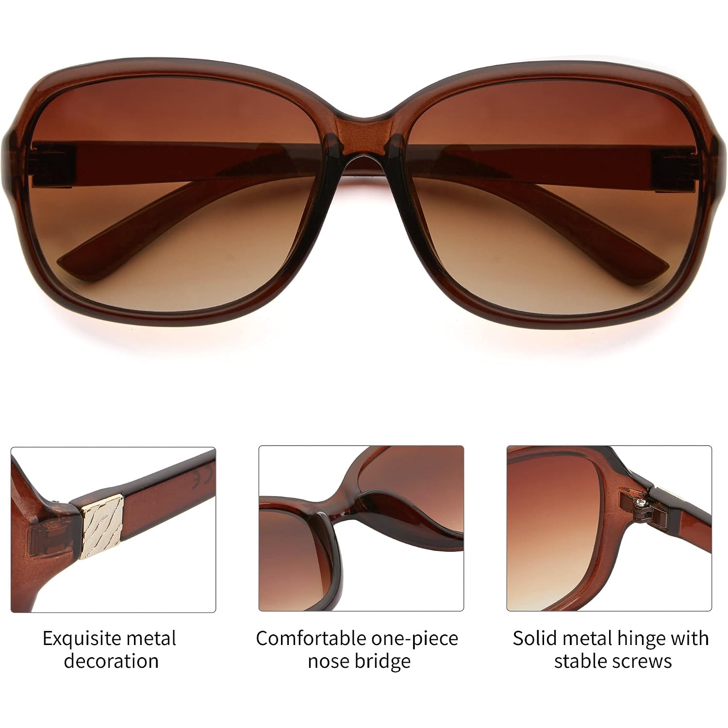 Madison Avenue 2 Pack Classic Vintage Sunglasses for Women, Fashion Sun Glasses with UV400 Protection 2pack-black/Brown