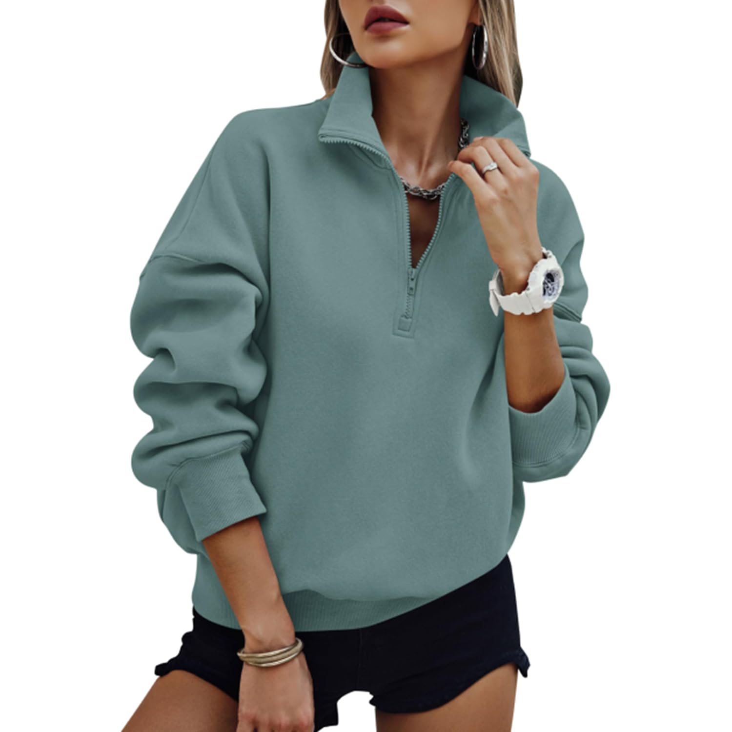 Prettygarden Womens Half Zip Oversized Sweatshirts Fleece Hoodies 2026 Trendy Long Sleeve Pullover Tops Y2K Fall Outfits