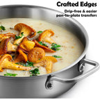 Vocvoi Stainless Steel Pan With Lid, 6 Qt Stainless Steel Saute Pan, 12 Inch Frying Pan, Pfoa & Ptfe Free, Tri-Ply Skillet, Stainless Steel Pot, Dishwasher & Oven Safe, Works On All Cooktops