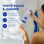 Nivea Refreshing White Peach And Jasmine Body Wash With Nourishing Serum, Scented Body Wash For Women, Enriched With Provitamin B5 And Vitamin E, 20 Fl Oz Bottle