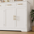 Hostack 60" W Sideboard Buffet Cabinet With Storage, Kitchen Cabinet, White | 36" Tall Kitchen Buffet Storage Cabinet With 4 Drawers, Large Coffee Bar Cabinet, Modern Buffet Table For Dining Living Room
