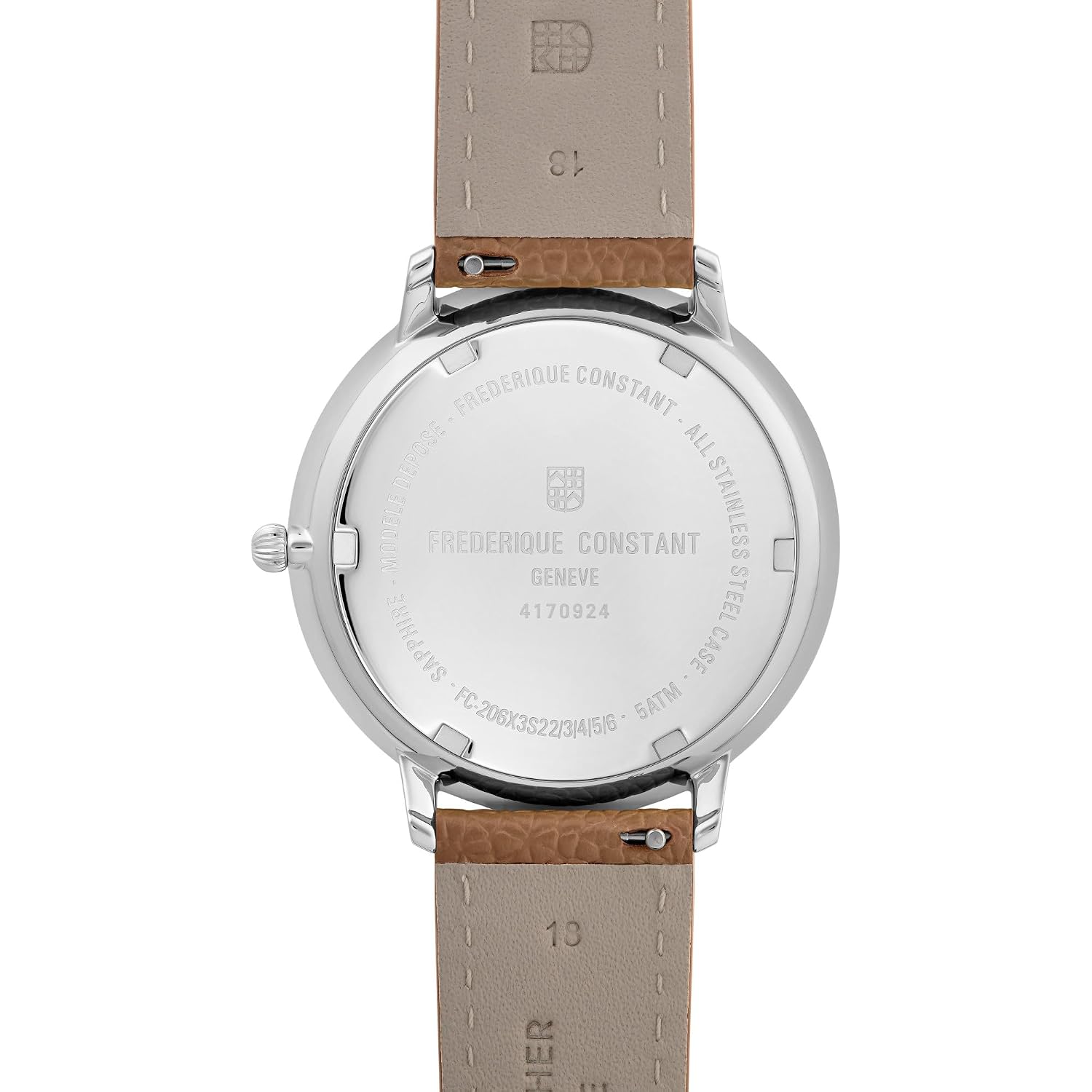 Frederique Constant Swiss Made Classic Quartz Moonphase Silver Stainless Steel Case Watch And Brown Leather Strap Blue Dial, Style:Fc-206Rn3S6