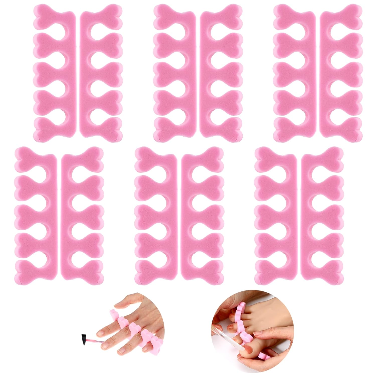Piriuuo 12 Pcs Sponge Toe Separators for Pedicure, Soft Foam Toe Separators Comfortable Toe Separators for Women Flexible Toe Spacers for Pedicures Toe Dividers for Women Nail Art Pedicure Manicure
