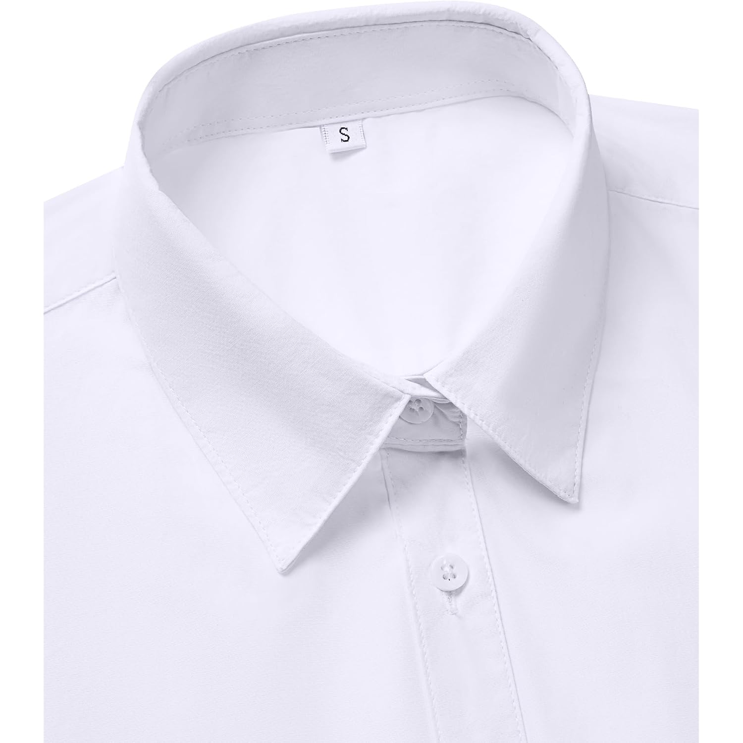 Siliteelon Button Down Shirts For Women Short Sleeve Cotton Dress Shirt Collared Wrinkle Free Work Business Office Blouse