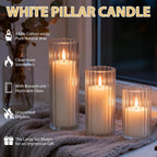 6 PCS White Pillar Candles (2" x3, 4, 6) with Ribbed Glass Cylinder Vases (2.6" x5, 6, 8), Hurricane Glass Candle Holders, Dripless Candles for Wedding Centerpieces, Home & Table Decor